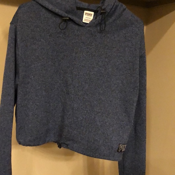PINK Navy cozy cropped VS hoodie with drawstrings - Picture 7 of 9